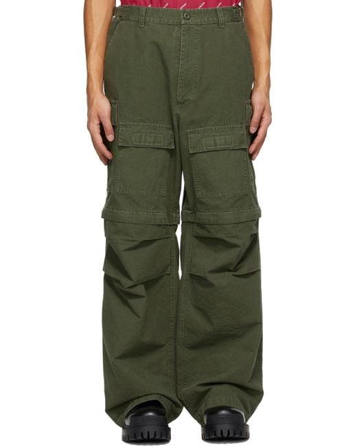 Balenciaga Green Zip-off Cargo Pants for men