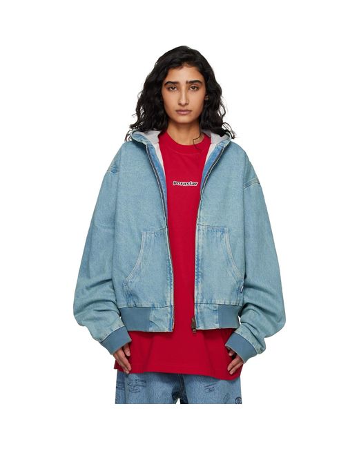 Vetements Blue Hooded Workwear Denim Jacket