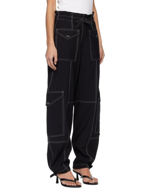 Ganni Black Light Slub Pocket Trousers