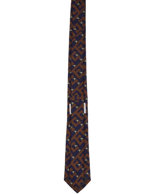 Vivienne Westwood Black Navy & Burgundy Orb Tie for men