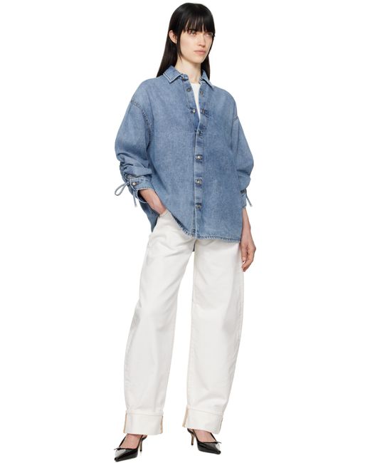 DARKPARK Blue Keanu Tencel Denim Rouche Shirt