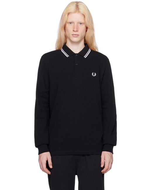 Fred Perry Black 'the ' Long Sleeve Polo for men