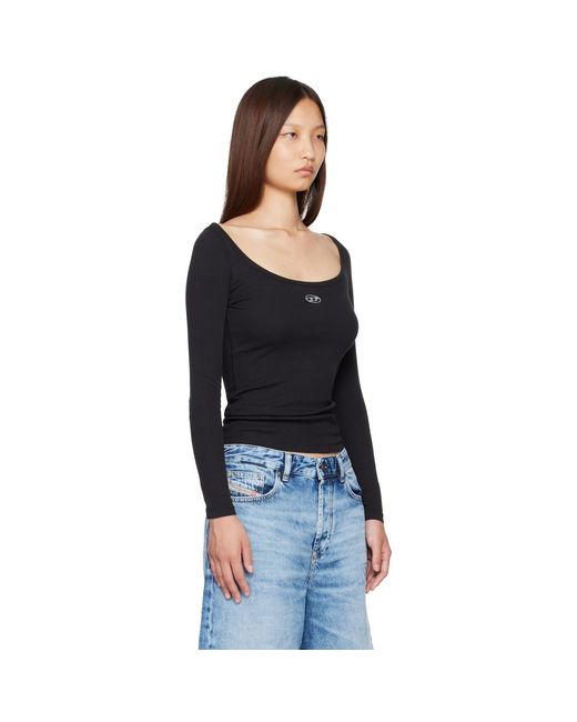 DIESEL Black Long Sleeve Metallic Oval D Ribbed T-Shirt