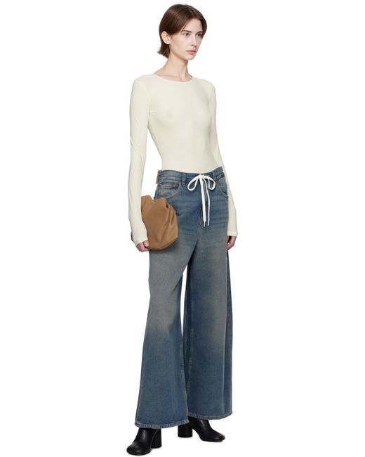MM6 by Maison Martin Margiela ベージュ Lycra ジャージ ボディスーツ Blue