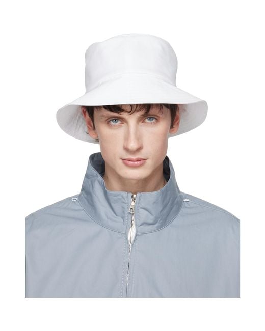 Rier White Cotton Bucket Hat for men