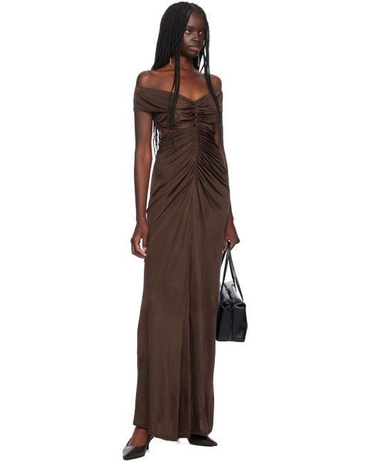 Atlein Black Ruched Maxi Dress