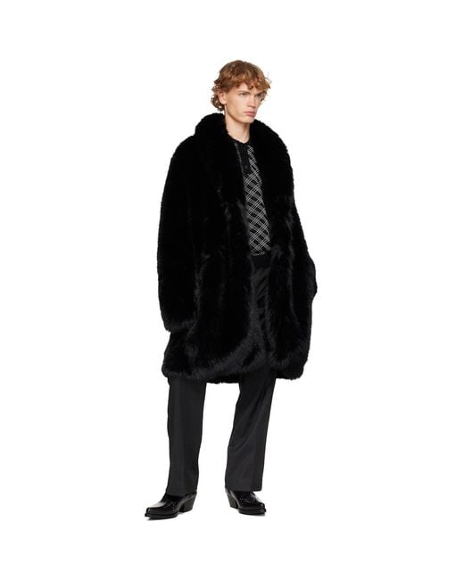 Ernest W. Baker Black Faux-Fur Coat for men