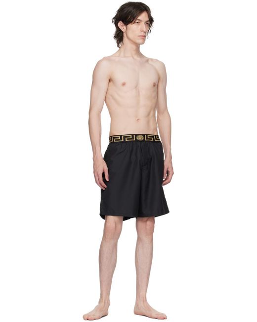 Versace Black Greca Swim Shorts for men