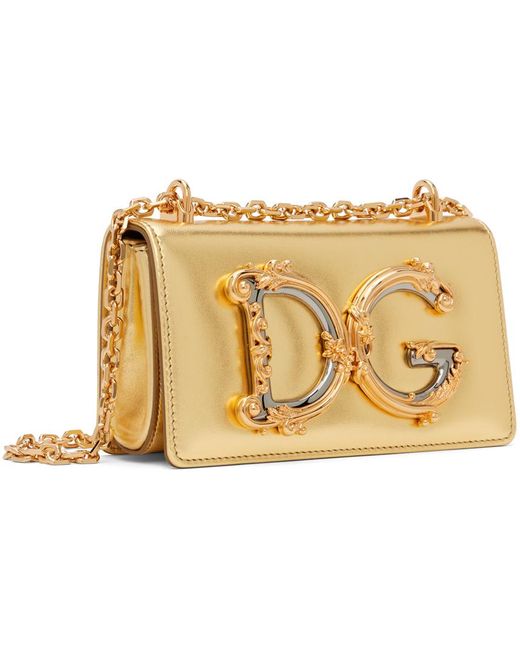 Dolce & Gabbana Black Dolce&gabbana Gold Calfskin Phone Bag