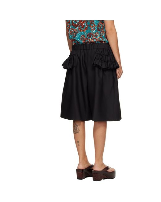 Dries Van Noten Black Ruffled Shorts
