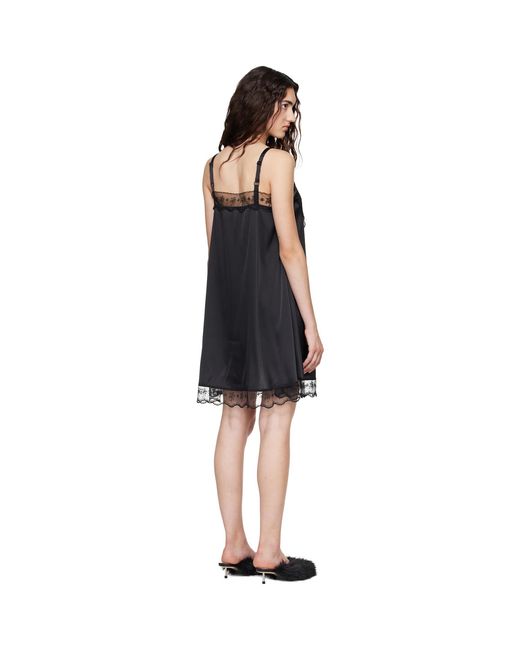 Simone Rocha Black Square Neck Lace Trim Minidress