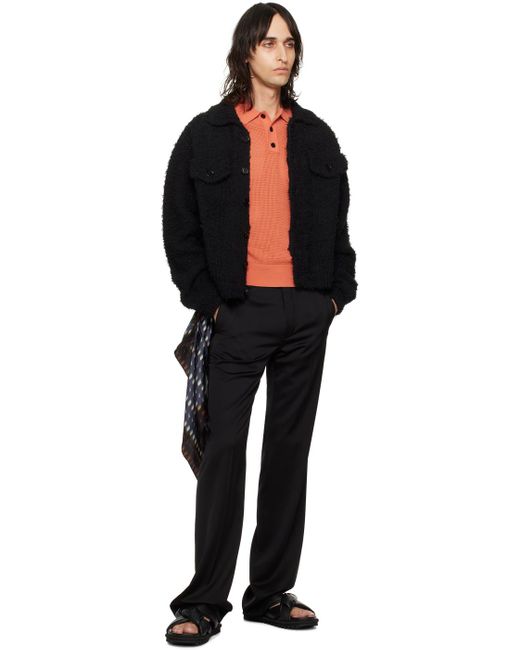 Cardigan noir en tricot à poils longs Dries Van Noten pour homme en coloris Black