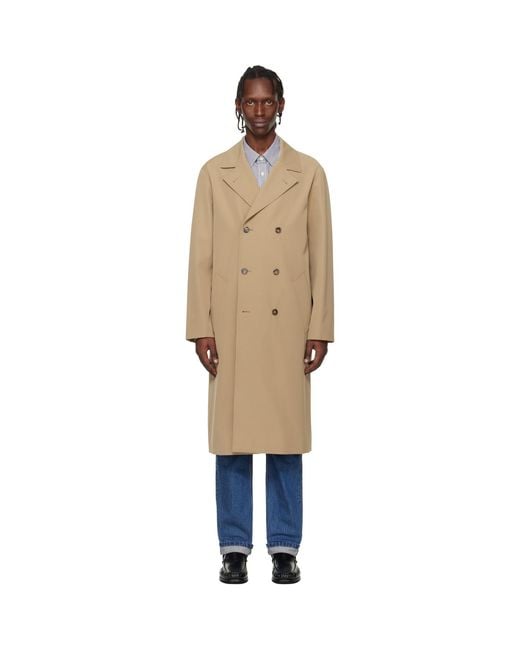 A.P.C. Black Croisé Coat for men