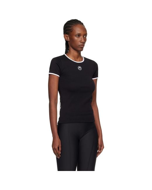 MARINE SERRE Black Moon Logo Bicolor Baby Fit T-Shirt