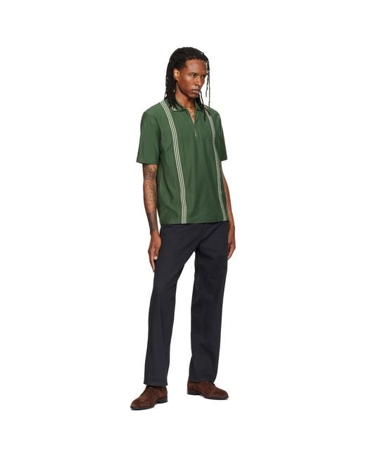 Palmes Green Panel/Zip Polo for men