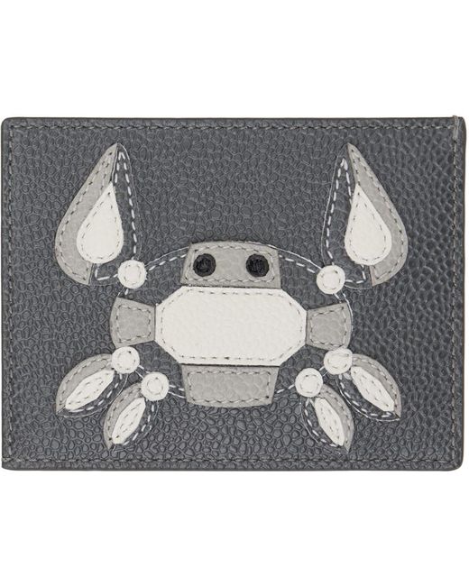 Thom Browne Gray Crab Appliqué Card Holder for men