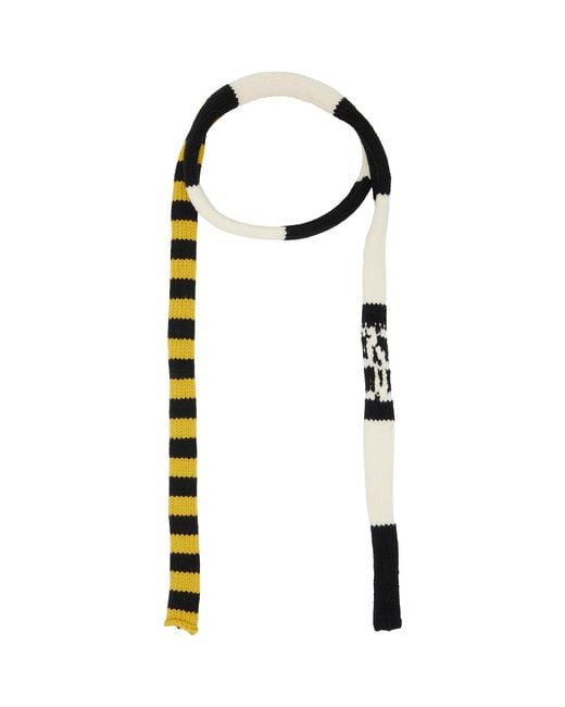 STEFAN COOKE White Stripe Knit Scarf