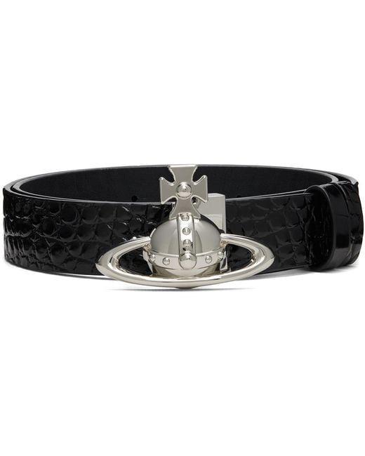Vivienne Westwood Black Orb Buckle Belt for men
