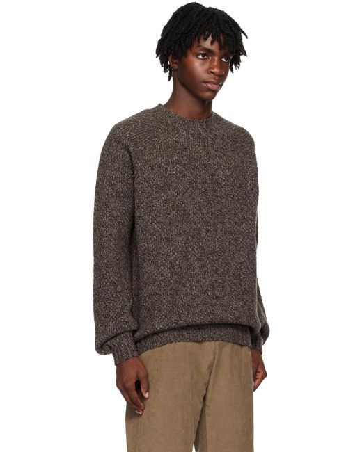 Sunspel Black Brown Chunky Sweater for men