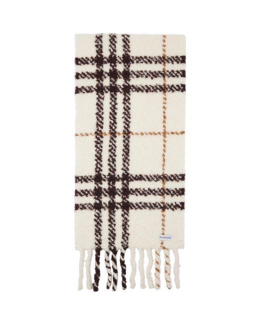 Burberry Black Off- Check Alpaca Wool Blend Bouclé Scarf
