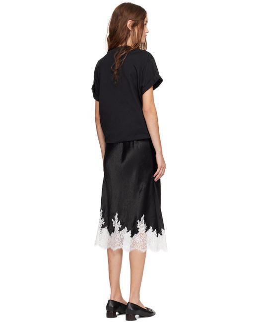 3.1 Phillip Lim Black Draped T-Shirt Slip Combo Midi Dress