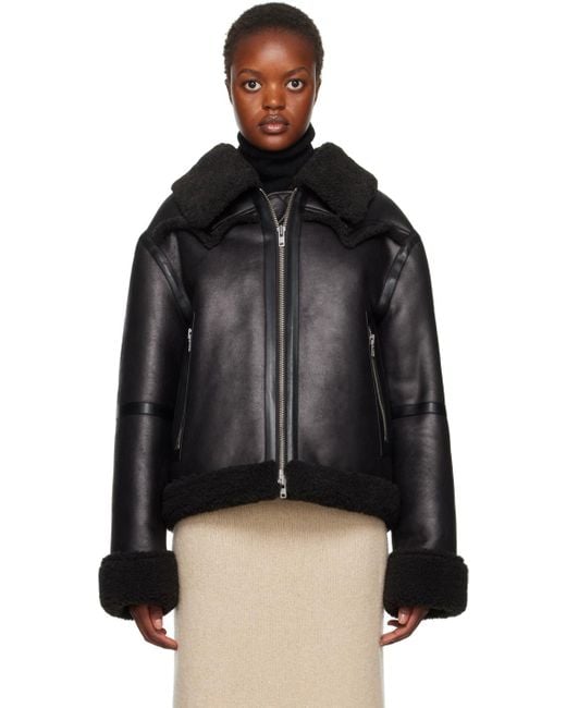 Stand Studio Black Lessie Faux-shearling Jacket