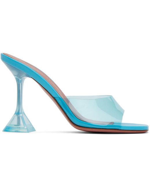 AMINA MUADDI Black Blue Lupita Glass 95 Slipper Heeled Sandals