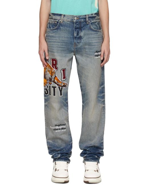 Amiri Indigo Varsity Tiger Jeans in Blue for Men | Lyst Australia