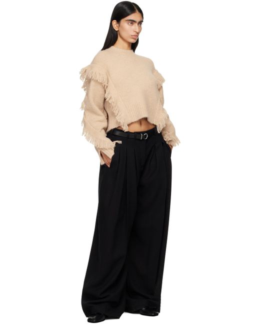 3.1 Phillip Lim Black Fringed Alpaca-Blend Crewneck Sweater