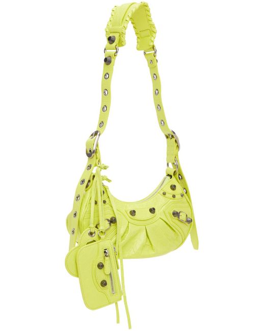 Balenciaga Yellow Green Xs 'le Cagole' Shoulder Bag