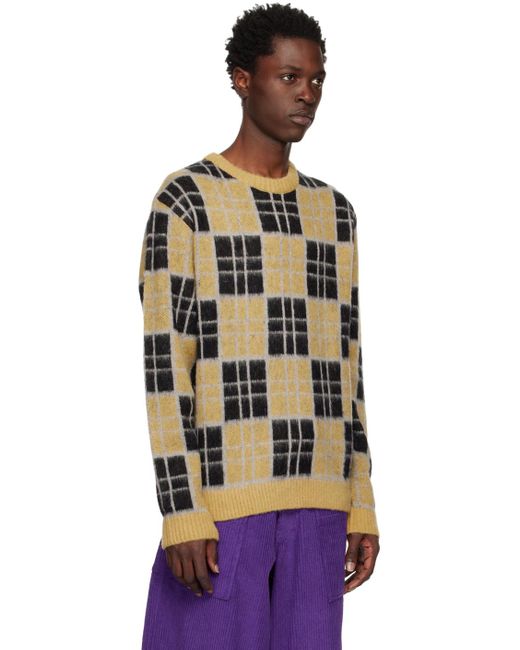 AWAKE NY Yellow Check Sweater for men