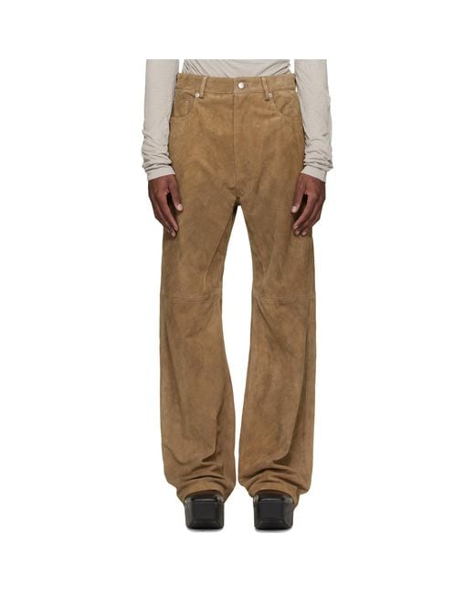 Rick Owens Natural Temple Geth Suede Pants for men