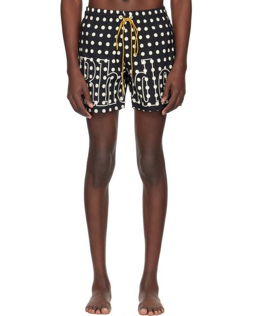 Rhude Black Off- Polka Dot Swim Shorts for men