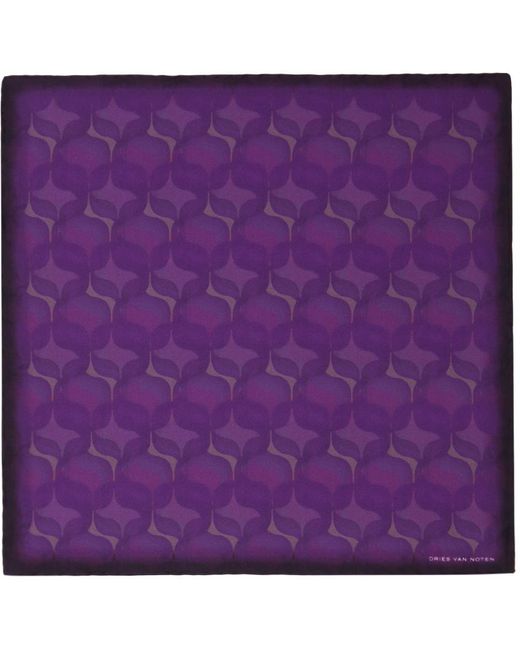 Dries Van Noten Purple Printed Pocket Square for men