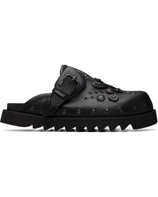 Toga Virilis Black Ssense Exclusive Eyelet Metal Sabot Slip-On Loafers for men