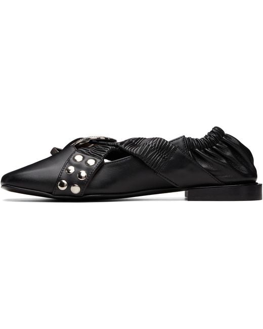 Toga Black Cross Strap Ballerina Flats