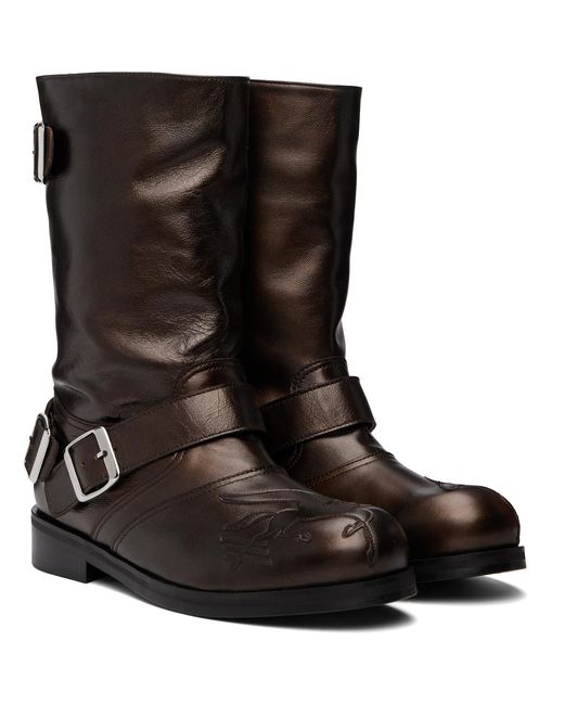 STEFAN COOKE Brown Pegasus Biker Boots for men