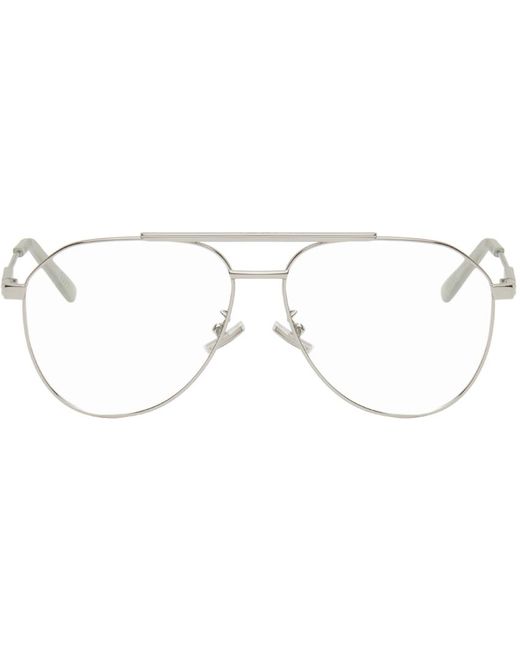 Bottega Veneta Black Silver Aviator Glasses for men
