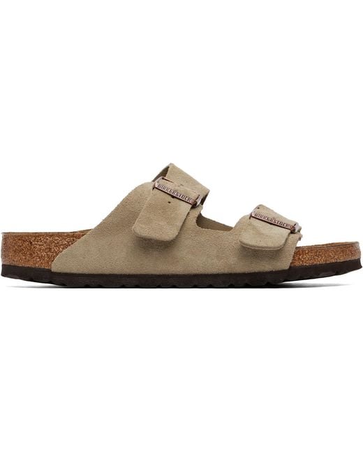 Birkenstock Brown Regular Arizona Suede Leather Sandals for men