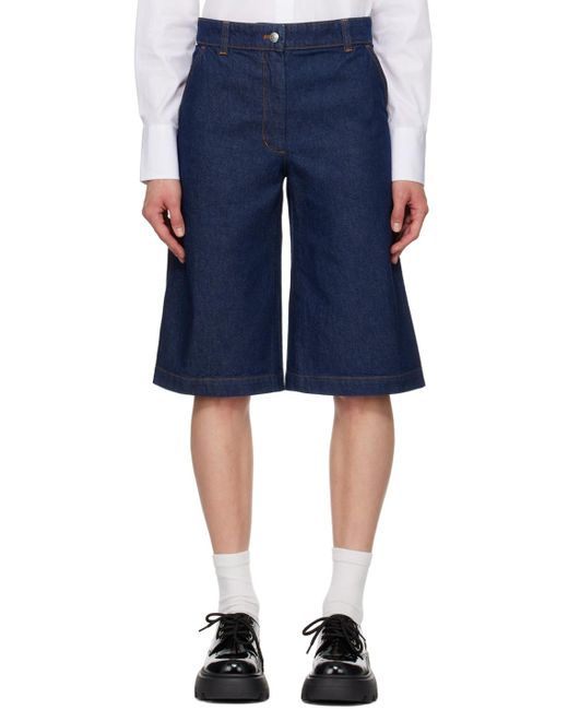 Maison Kitsuné Blue Indigo Workwear Denim Shorts