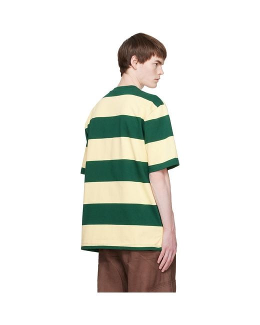 Marni Green Maxi-Stripe Cotton T-Shirt for men