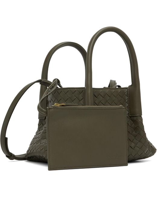 Bottega Veneta Black Khaki Small Pinacoteca Bag
