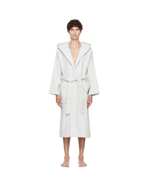 Tekla White Terry Hooded Bathrobe for men