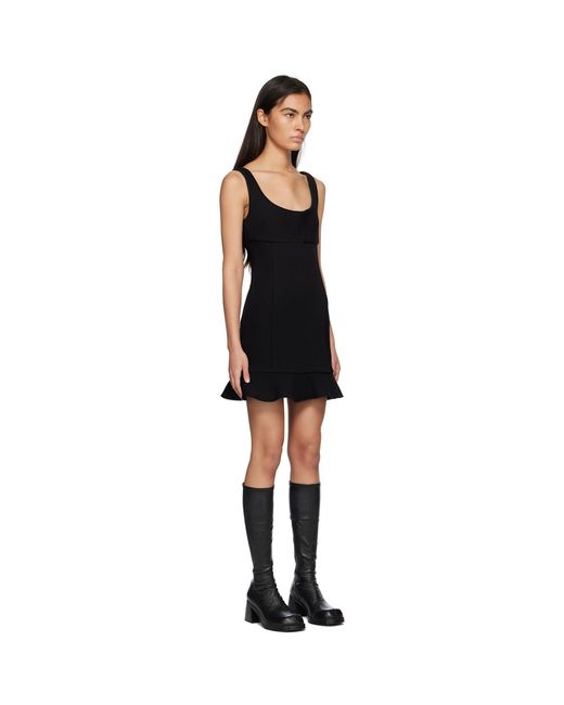 MSGM Black Ruffled Edge Mini Dress