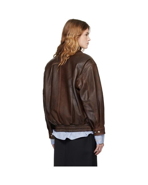 DUNST Brown Oversized Vintage Leather Jacket
