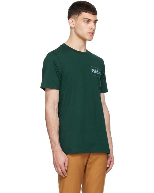 メンズ Marni ーン ロゴパッチ Tシャツ Green