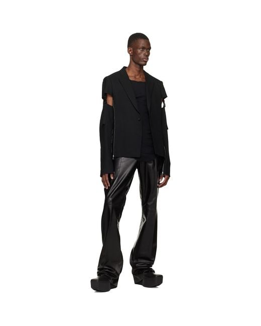 Rick Owens Black Temple Tailored Dietrich Leather Pants for men