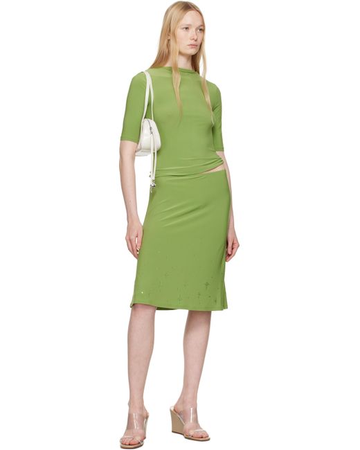Sandy Liang Green Emolga Midi Skirt