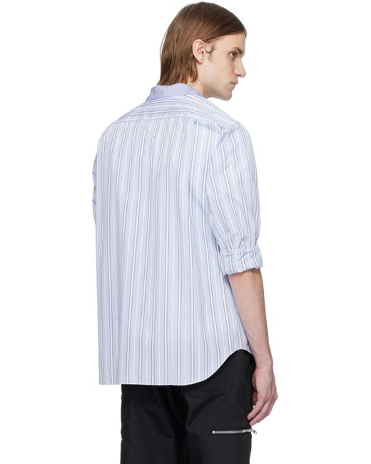 メンズ Comme des Garçons ブルー ヤーンダイ コットンポプリン ストライプ シャツ White