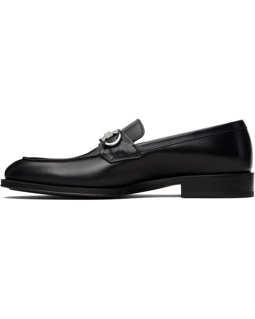 Ferragamo Black Gancini Ornament Loafers for men